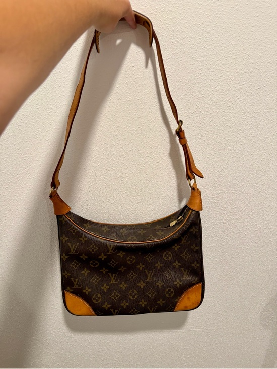 Louis Vuitton Handbags - Louis Vuitton Dark Brown Monogram Canvas Shoulder Bag with Tan Trim